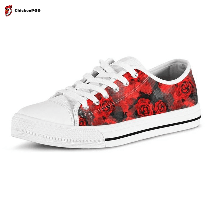 Red Rose Floral Low Top Shoes Gift For Men Women Red Rose Floral Low Top Shoes Gift For Men Women