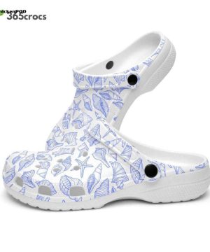 Sea Shells, Corn Flower Blue, Retro Geo 1970 Groovy Hippie Cool Natural World Nature Sea Life Fishes Shells Unisex Clogs Clog Shoes Sea Shells, Corn Flower Blue, Retro Geo 1970 Groovy Hippie Cool Natural World Nature Sea Life Fishes Shells Unisex Clogs Clog Shoes