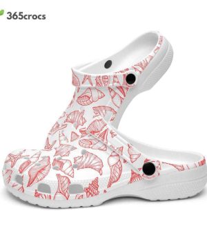 Sea Shells, Pastel Peach, Retro Geo 1970 Groovy Hippie Cool Natural World Nature Sea Life Fishes Shells Unisex Clogs Clog Shoes