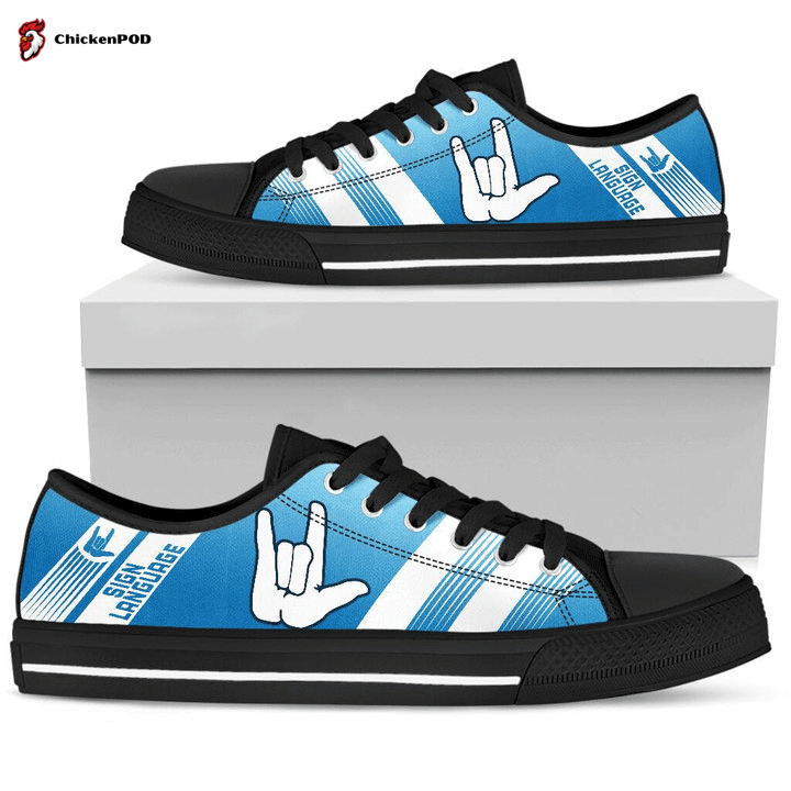 Sign Language Striped 2 Low Top Shoes Gift For Men Women Sign Language Striped 2 Low Top Shoes Gift For Men Women