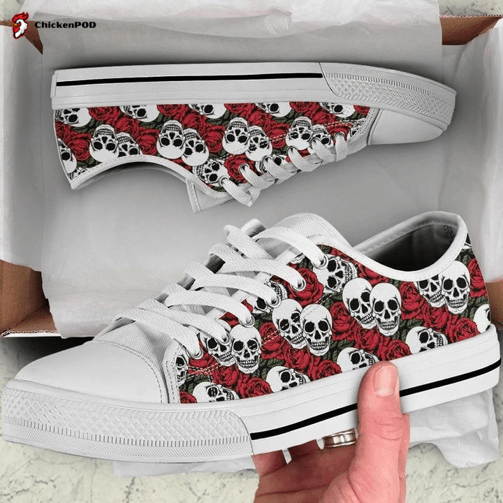Skull And Rose Low Top Shoes Gift For Men Women Skull And Rose Low Top Shoes Gift For Men Women