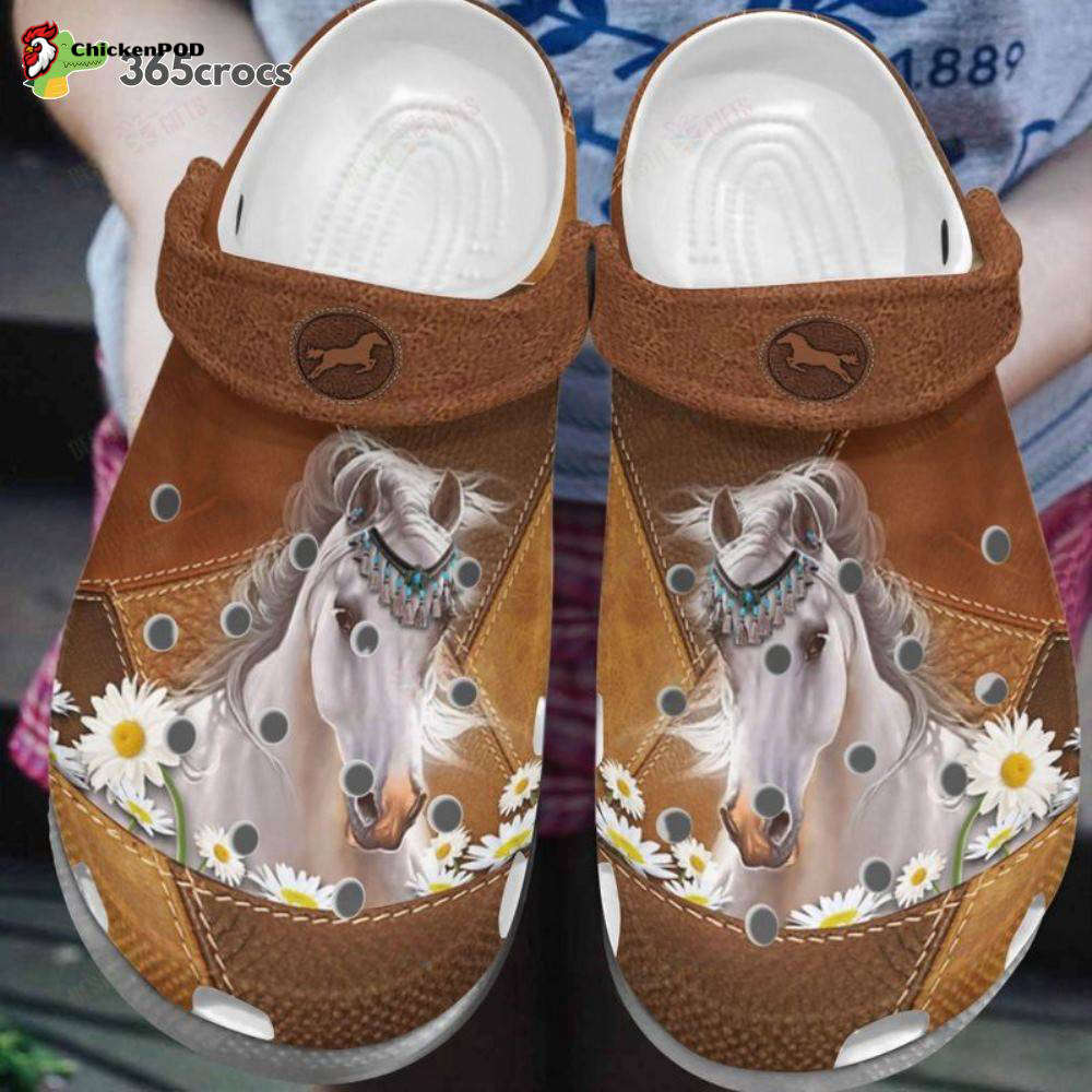 White Horse Croc, Horse Classic Clog, Horse Leather Croc, Daisy And Horse Croc, For Crush Unisex Clogs Clog Shoes White Horse Croc, Horse Classic Clog, Horse Leather Croc, Daisy And Horse Croc, For Crush Unisex Clogs Clog Shoes