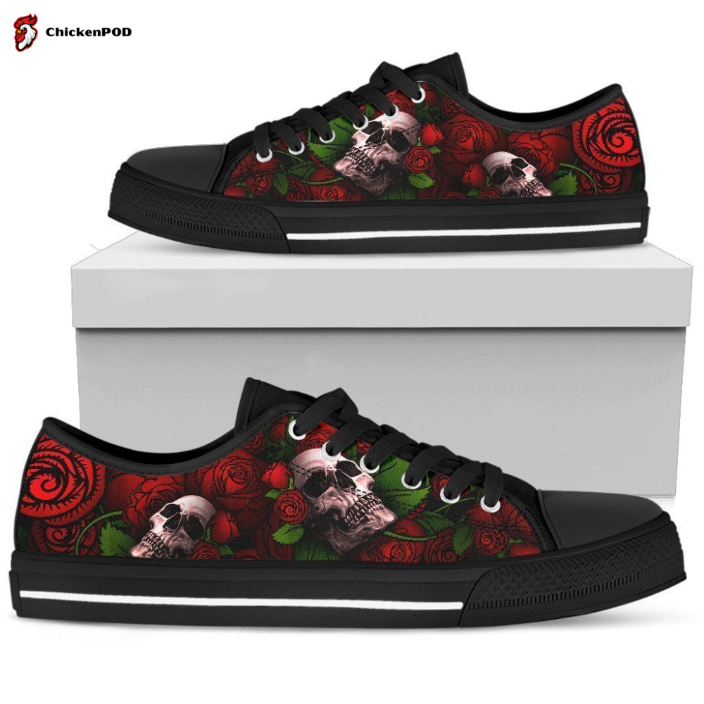Women’S Low Top Skull Shoe Red Women’S Low Top Skull Shoe Red
